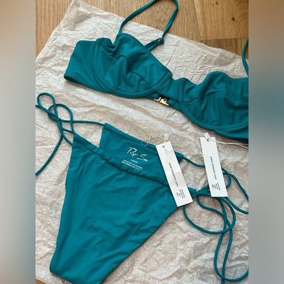 Riot Swim Cyan Bikini - Jax Top (large), Bixi Bottom (large) NWT - Picture 2 of 4
